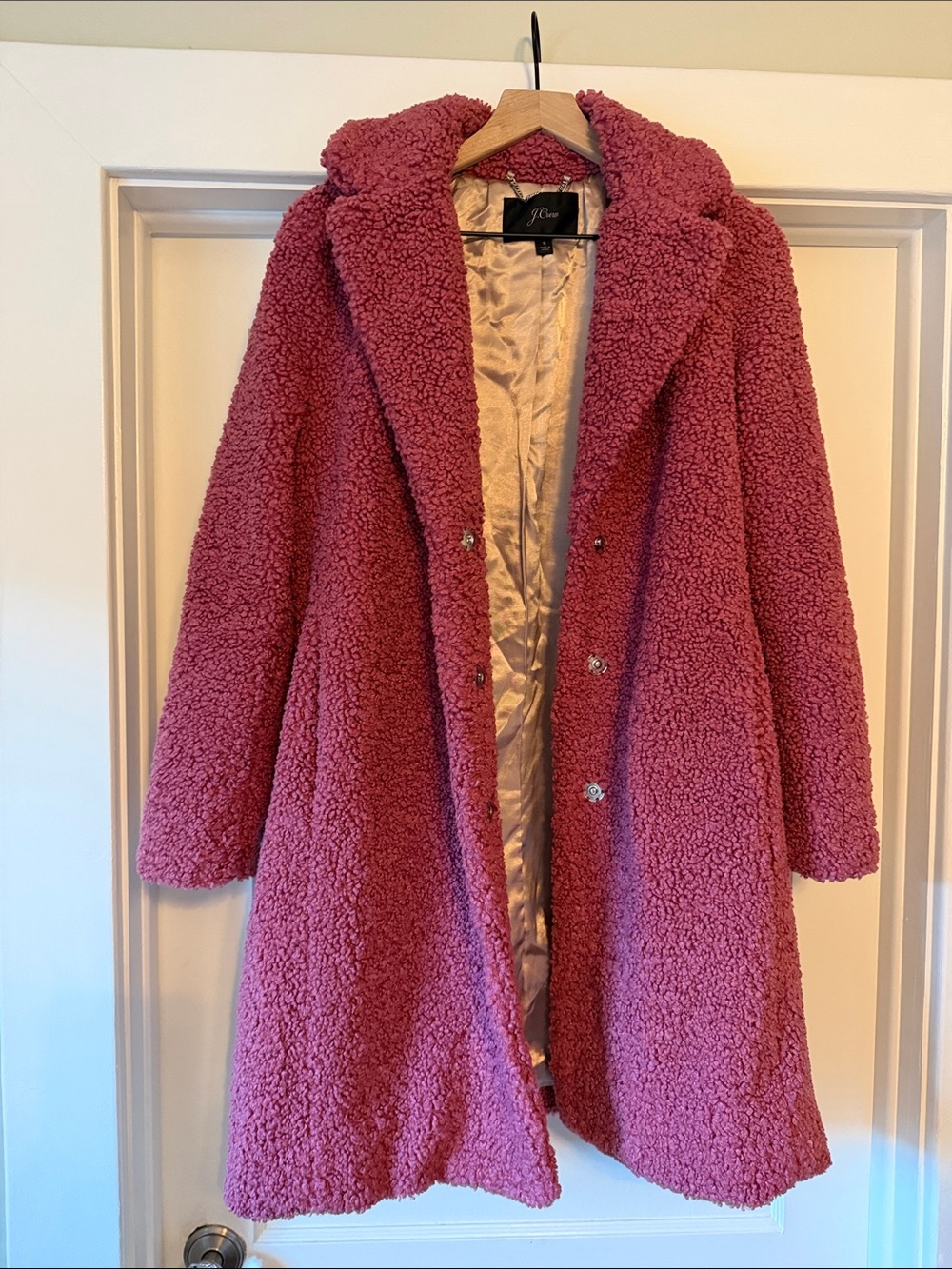 J-Crew Rose-Pink Teddy Coat